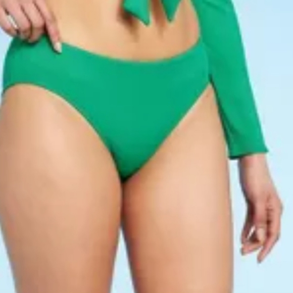 (S)- All in Motion Women's Longline Ribbed Bikini Top - Green - Picture 3 of 5